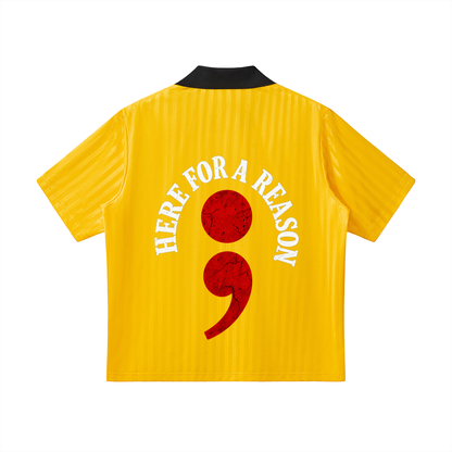 Contrast Collar Striped Soccer Jersey