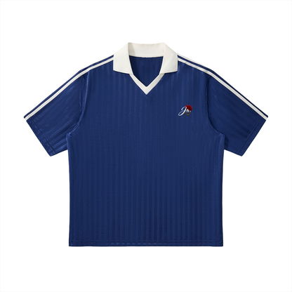 Contrast Collar Striped Soccer Jersey