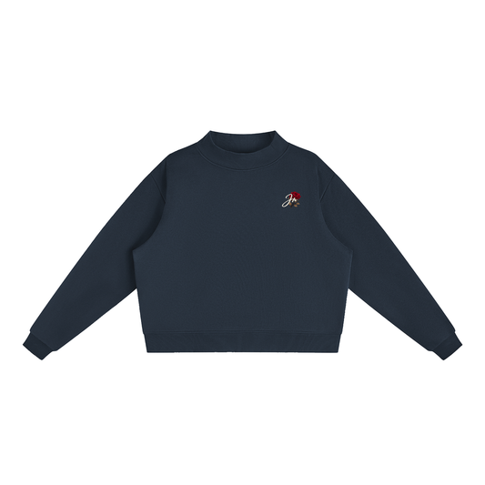 Essential Fleece Mock-Neck Crew Sweatshirt